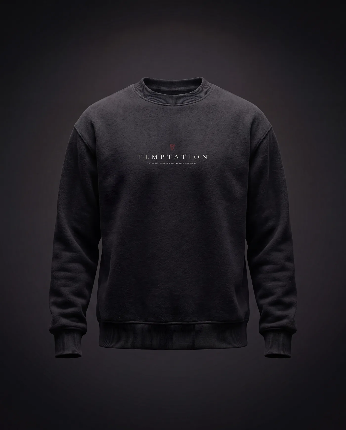 The Reckoning Crewneck — front, black colorway