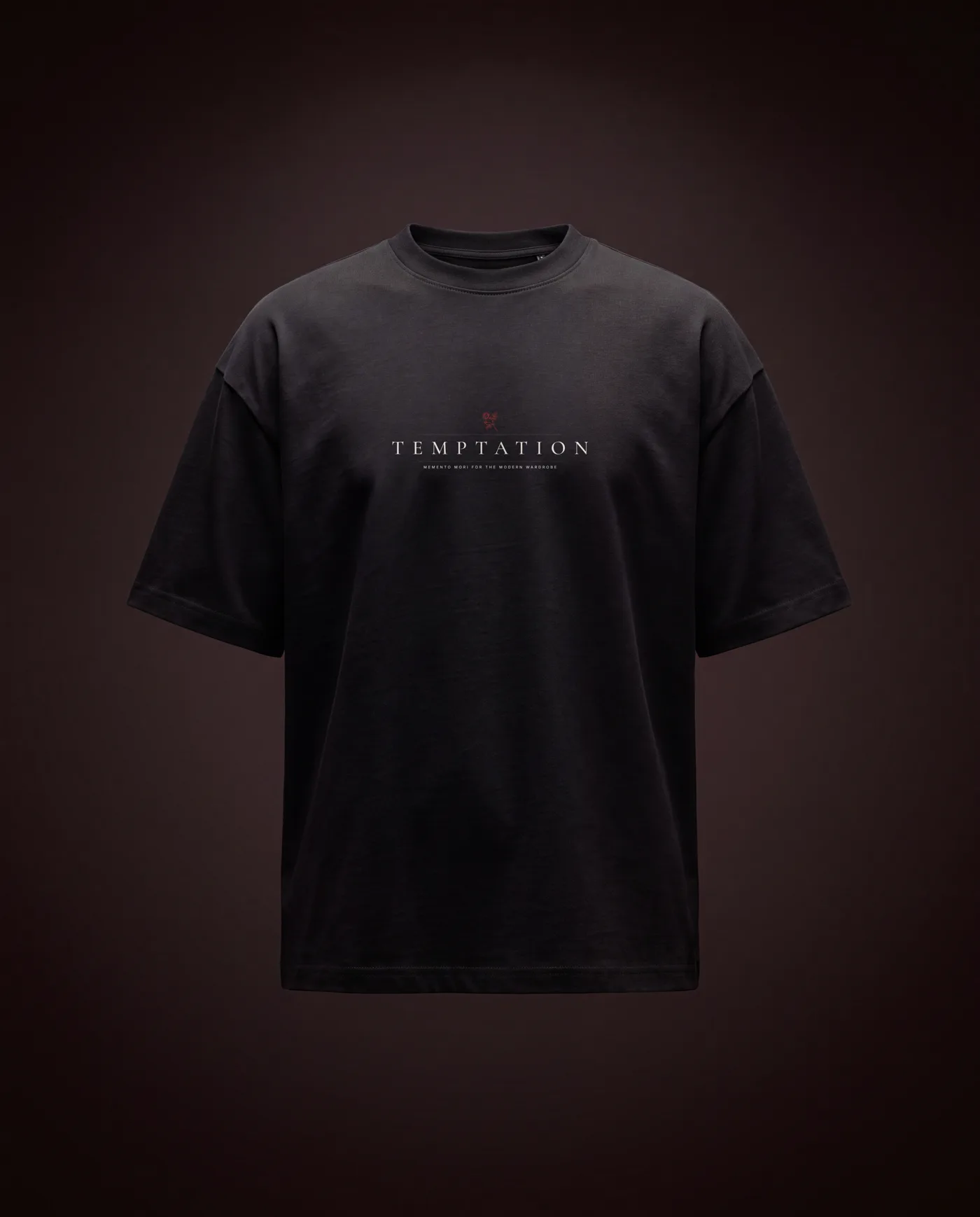 The Reckoning Tee — front, black colorway
